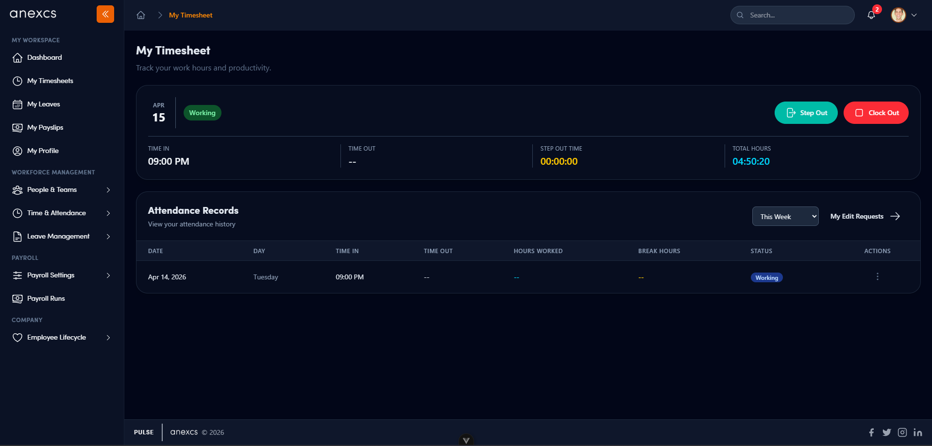 Pulse Timesheet — time tracking, attendance records