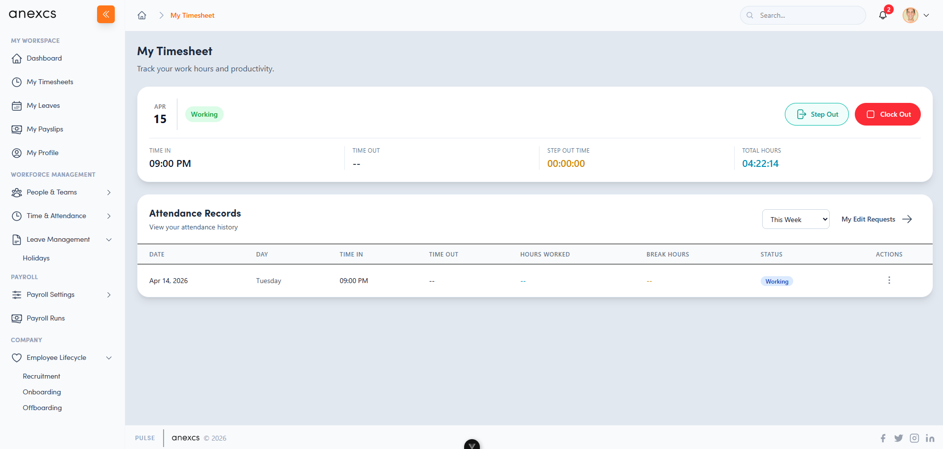 Pulse Timesheet — time tracking, attendance records